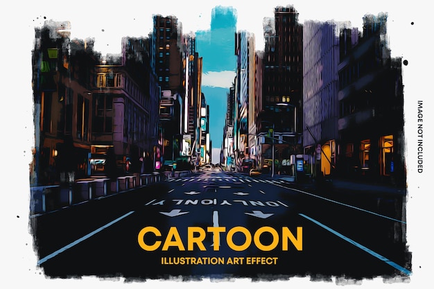 PSD cartoon illustration art photo effect template