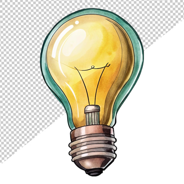 PSD cartoon illustration bulb on transparent background