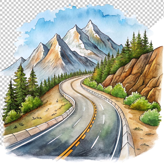 PSD カートゥーン イラスト 透明な背景の山の道