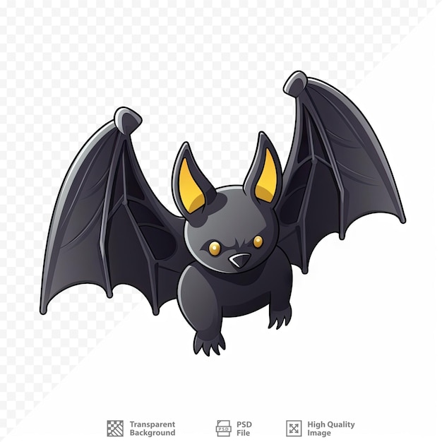 PSD a cartoon image of a black bat with yellow eyes and yellow eyes.