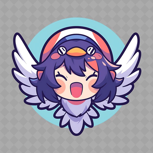 PSD a cartoon image of a cute angel with a blue headband