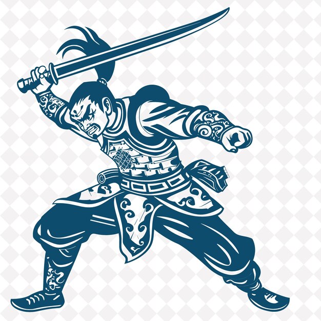 PSD a cartoon image of a knight with a sword and the word warrior on it