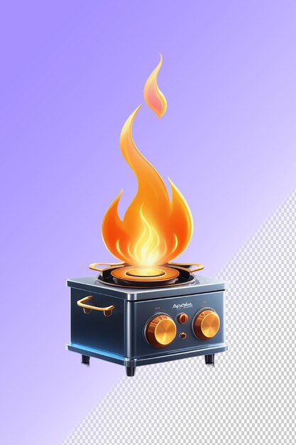 PSD a cartoon image of a stove with a flame on it