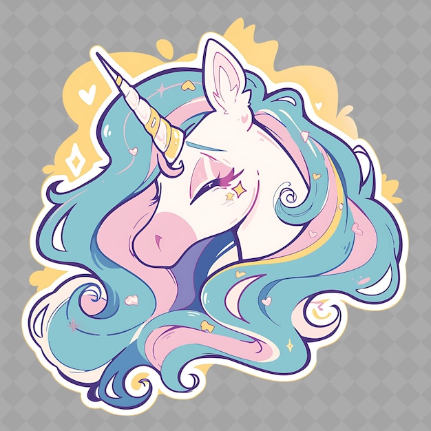 PSD a cartoon image of a unicorn with the words unicorn on it