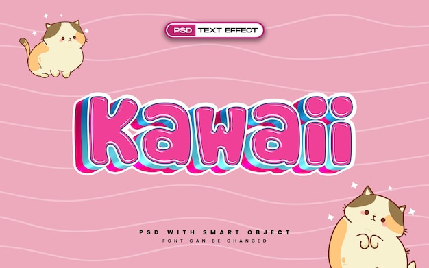 PSD cartoon kawaii teksteffect