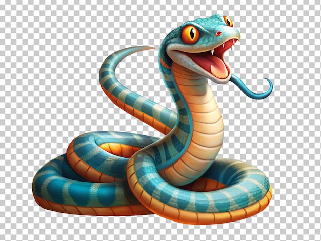 PSD serpente cobra re dei cartoni animati isolato