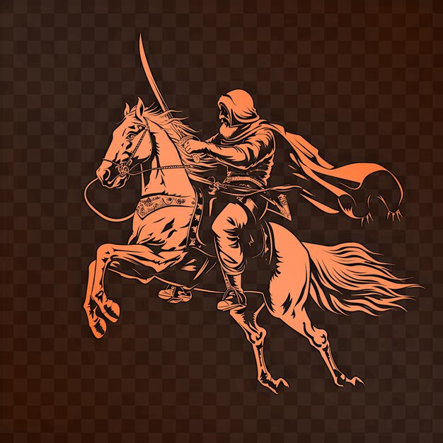 PSD a cartoon of a knight on a horse with a sword