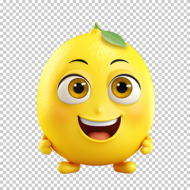 PSD Мультфильм лимонный фрукт изолирован на прозрачном фоне