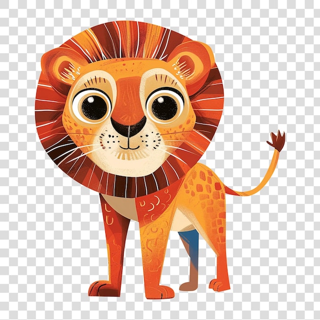 PSD 透明な背景に描かれたアニメのライオン png