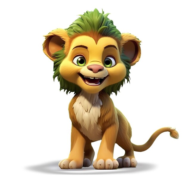 PSD a cartoon lion with green hair and a green mane.