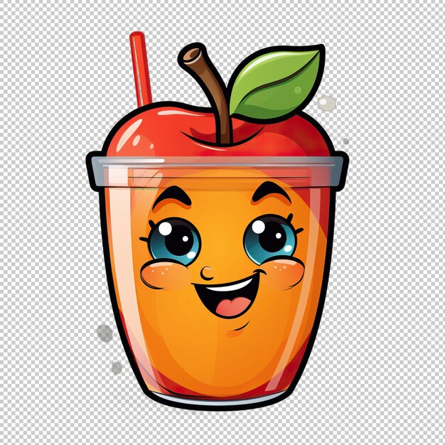 PSD cartoon logo apple juice isolated background i