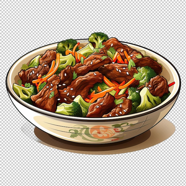 PSD cartoon logo beef stirfry geïsoleerde achtergrond