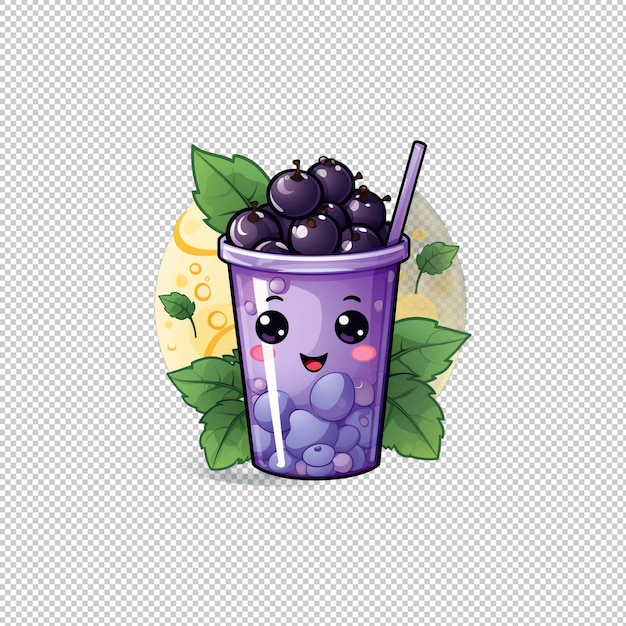 PSD logo del cartone animato blackcurrant juice isolato backg