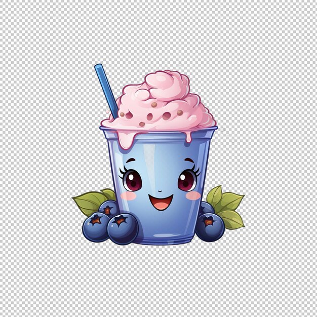 PSD cartoon logo blueberry milk isolated backgroun