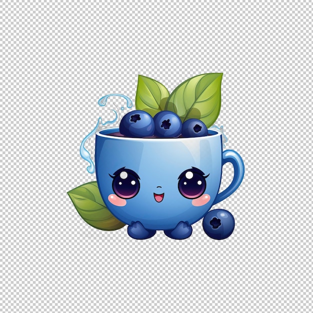 PSD cartoon logo blueberry tea isolated background