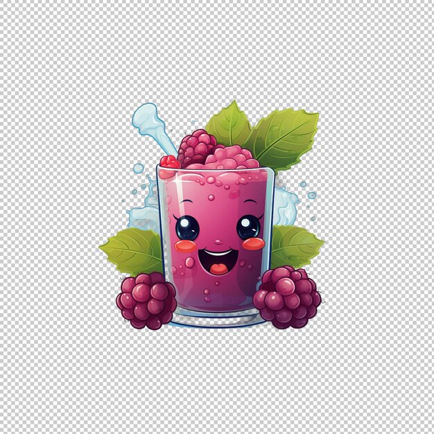 PSD cartoon logo boysenberry juice isolated backgr