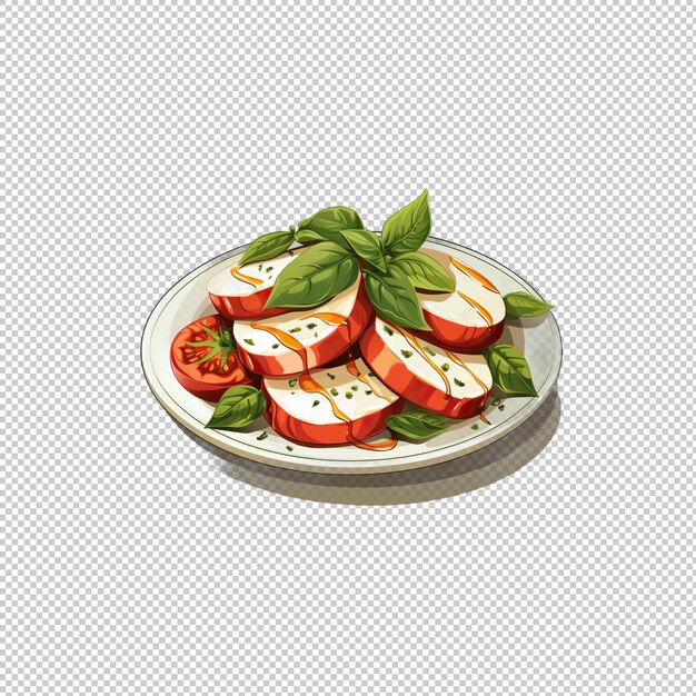 PSD cartoon logo caprese salad isolated background