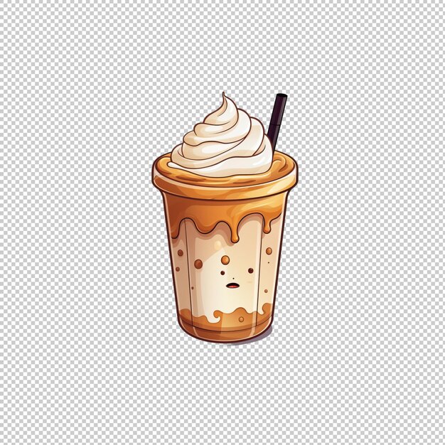 PSD cartoon logo caramel macchiato isolated backgr