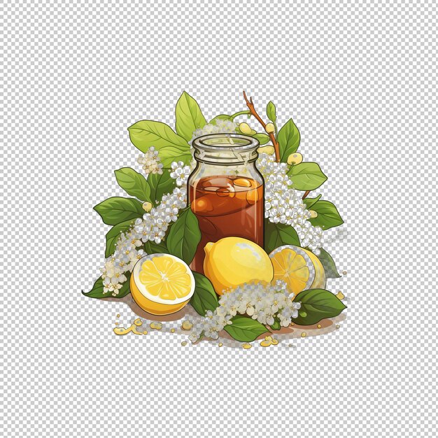 Cartoon logo elderflower tea isolated backgrou