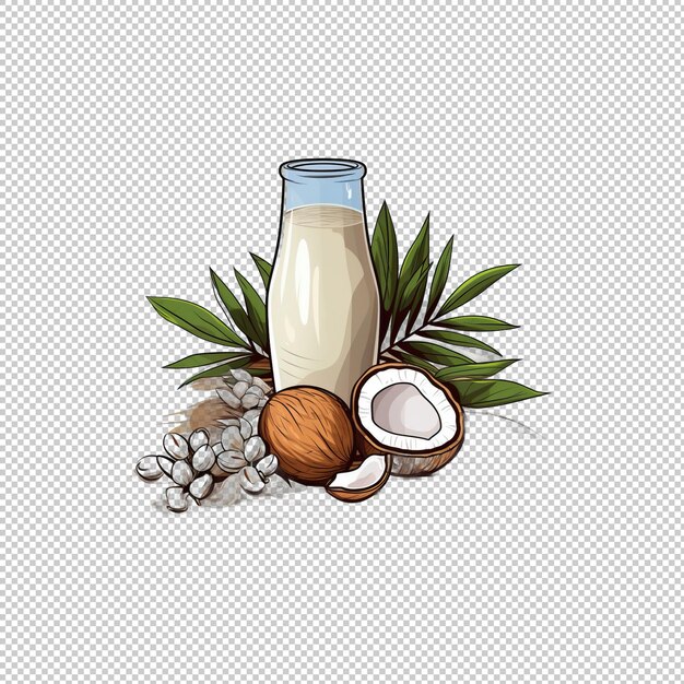 PSD logo dei cartoni animati flax milk sfondo isolato iso