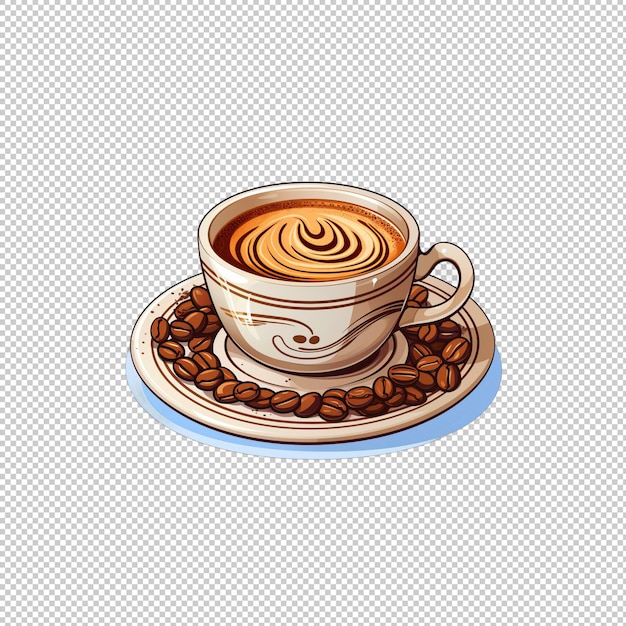 PSD cartoon logo greek coffee isolated background