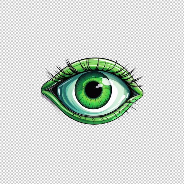 PSD cartoon logo green eye isolated background iso