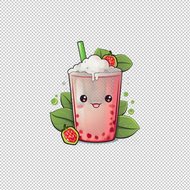 Cartoon logo guava milk isolated background is