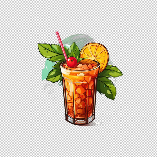 PSD cartoon logo mai tai isolated background isola