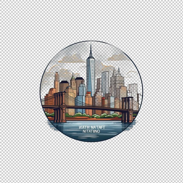 PSD logo dei cartoni animati manhattan isolato sullo sfondo iso