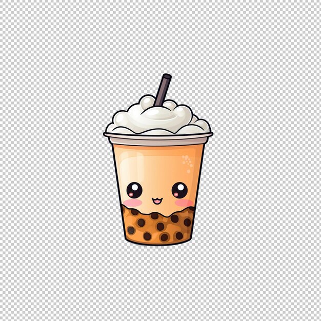 PSD cartoon logo milk tea isolated background isol