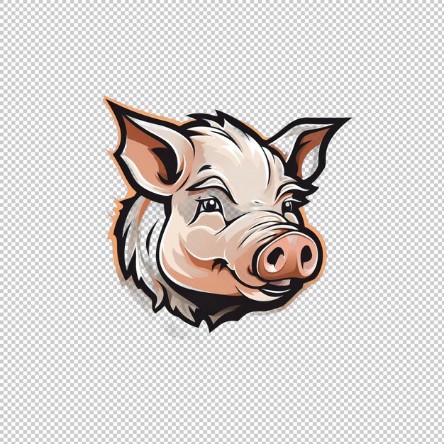 PSD cartoon logo pork isolated background