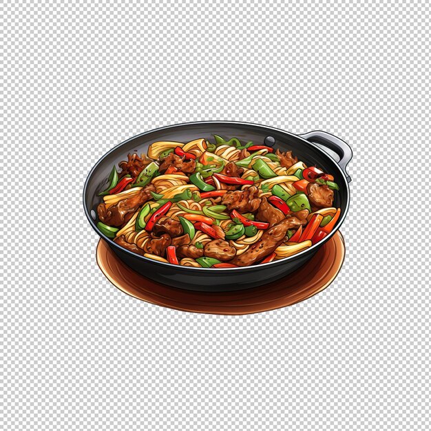 PSD 만화 로고 pork stirfry 고립 된 배경