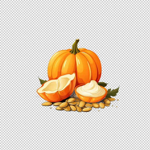 Cartoon logo pumpkin seed milk isolated backgr