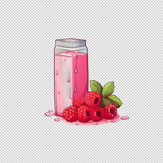 PSD cartoon logo raspberry milk isolated backgroun