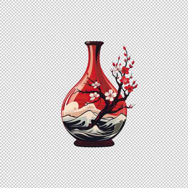 PSD cartoon logo sake isolated background