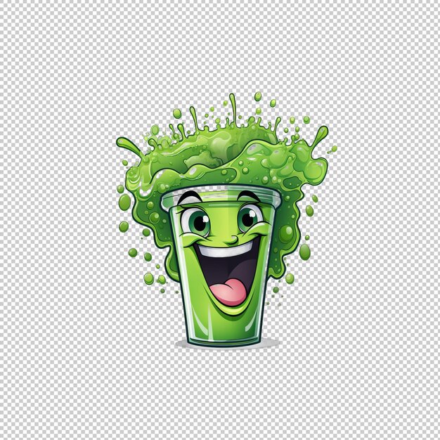 PSD cartoon logo spirulina juice geïsoleerde achtergrond