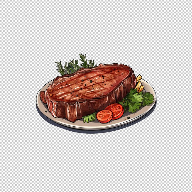 Cartoon logo steak isolated background isolate