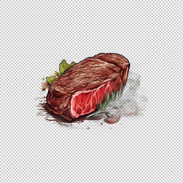 PSD logo dei cartoni animati steak isolato sfondo isolato