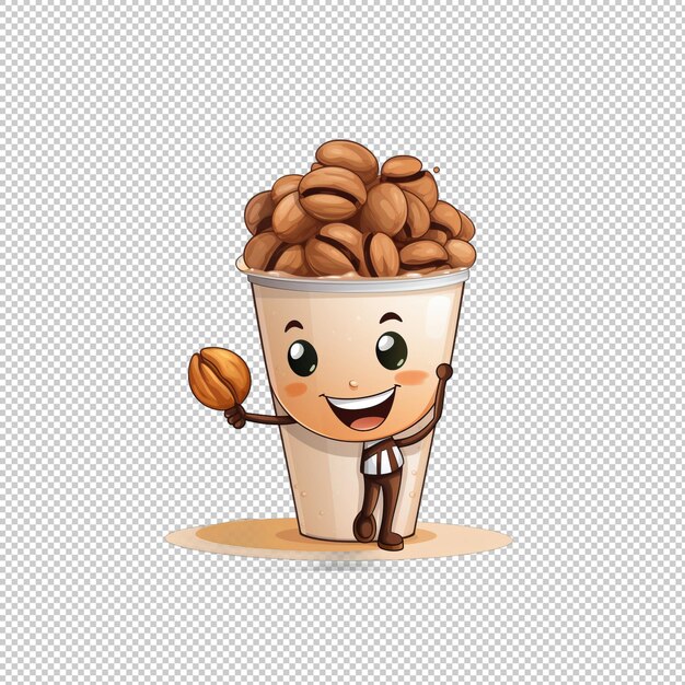 PSD cartoon logo walnut milk isolated background i