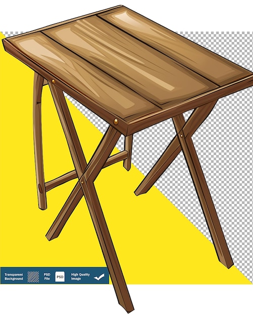 PSD cartoon long foldable table transparent background