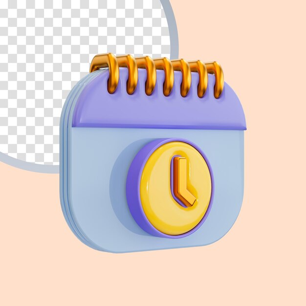 cartoon look calendar clock icon 3c render concept for Time and Date related event remained