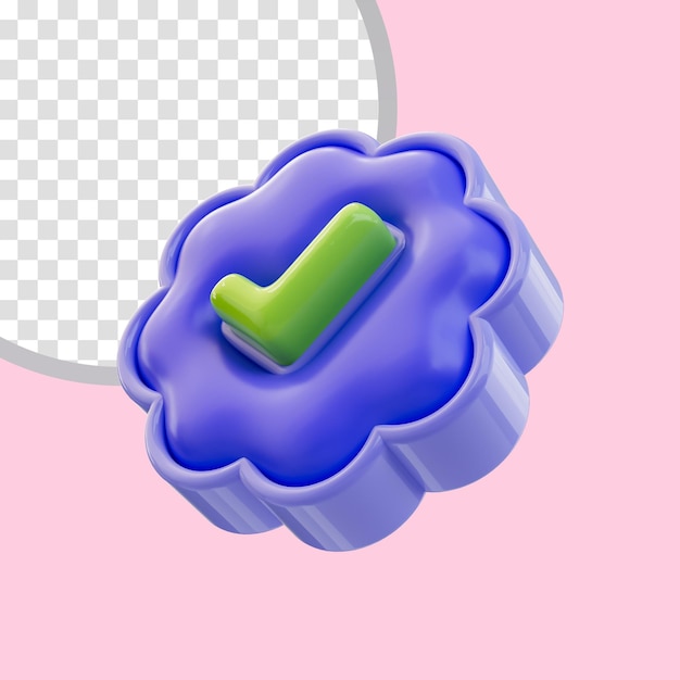 cartoon look checkmark badge icon 3d render for accepted approved or correct and ok