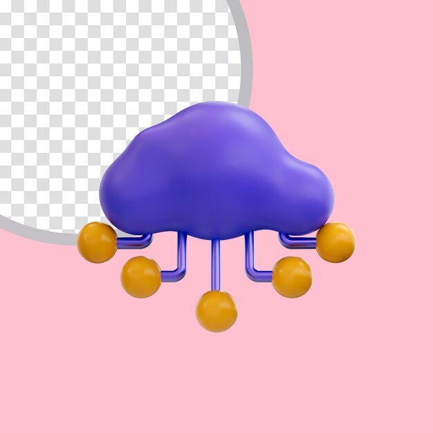 Cartoon look cloud sharing icon 3d render render concept for data file transfer service