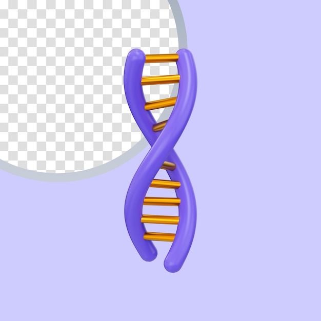 PSD cartoon look dna-pictogram 3d render concept voor genetisch geïsoleerd en deoxyribonucleïnezuur