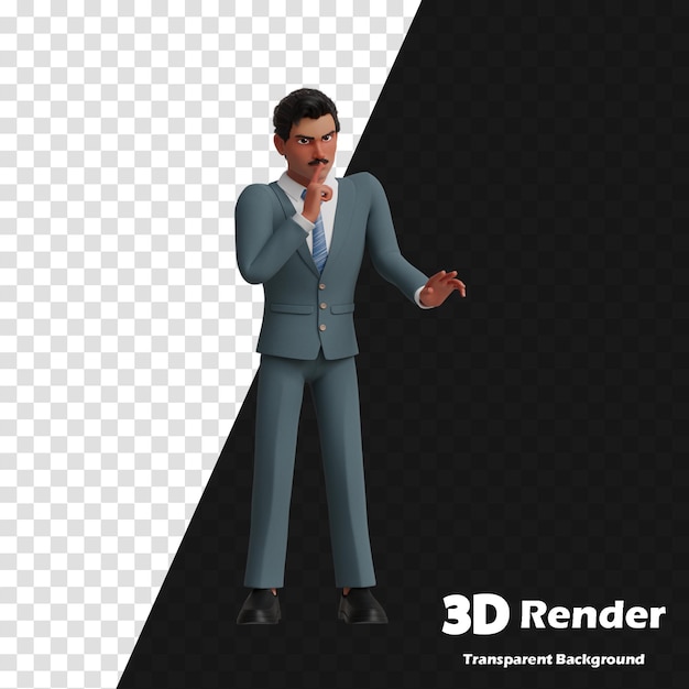 a cartoon of a man in a suit and tie is shown in the bottom right corner