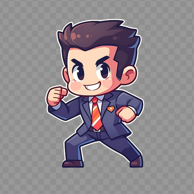 PSD a cartoon of a man in a suit with a tie on it