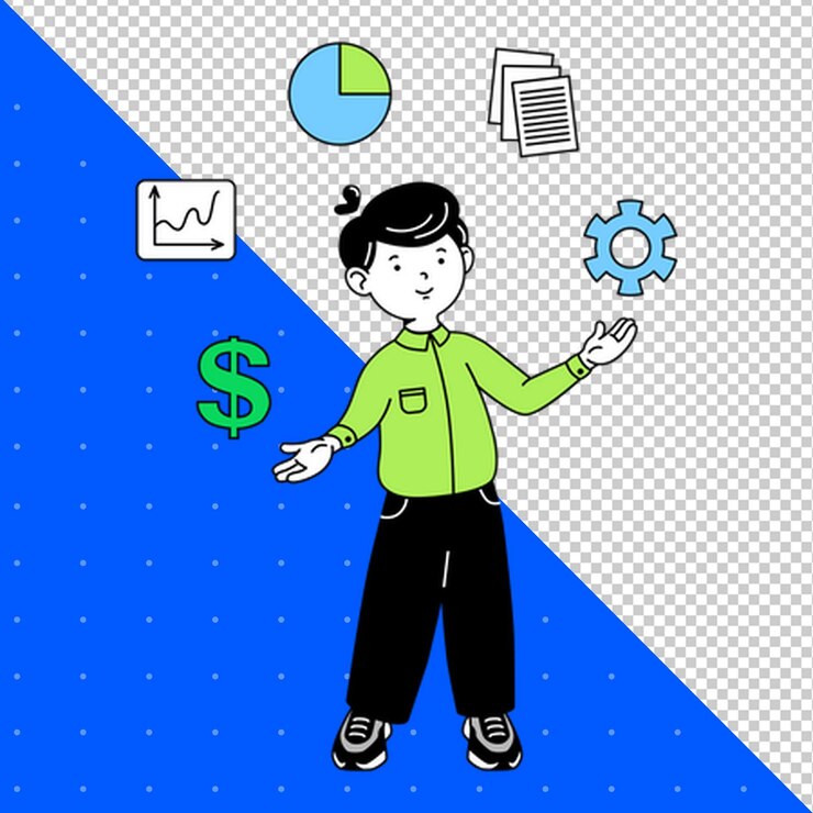 PSD a cartoon of a man with a dollar sign on his head