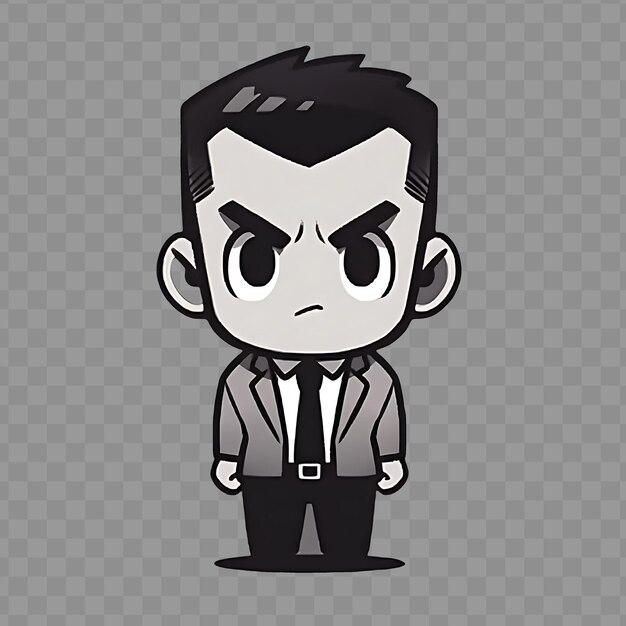 PSD a cartoon of a man with a suit on his head