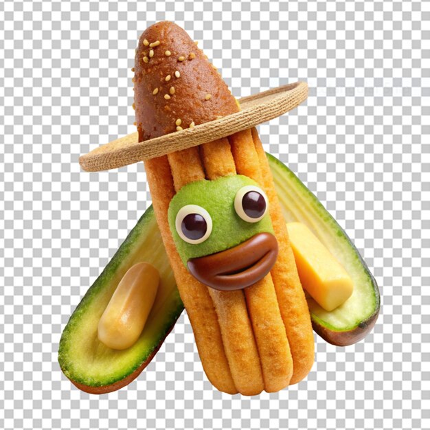 PSD cartoon mexican avocado happy character