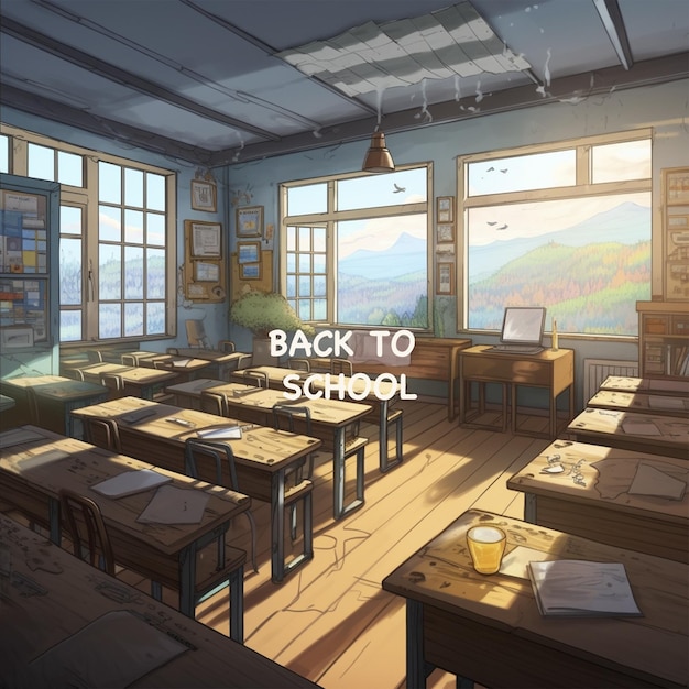 PSD cartoon_middle_school_classroom_at_noon